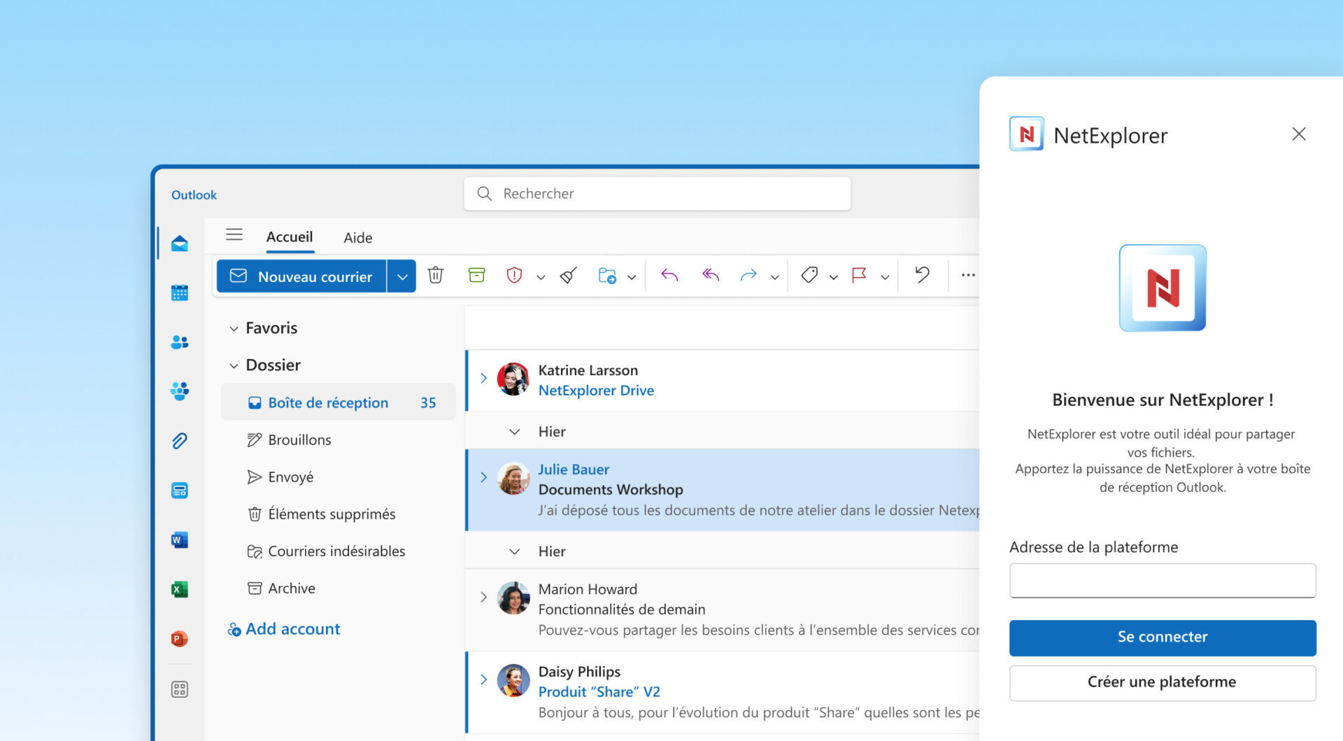 CONNECTEUR OUTLOOK NETEXPLORER : SIMPLIFIER ET SÉCURISER VOS PARTAGES 