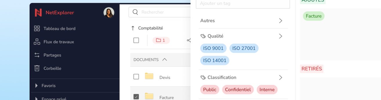 Tags de documents sur la plateforme NetExplorer